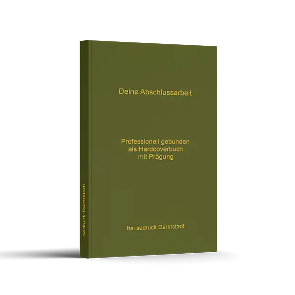 Aufgeschlagenes Hardcover-Buch mit Beispieldruck