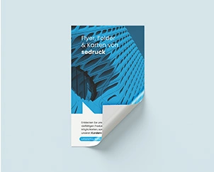 Einzelner Flyer von vorne mit umgeschlagener Ecke