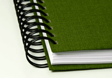 Hardcoverringbuch in grünem Leinen
